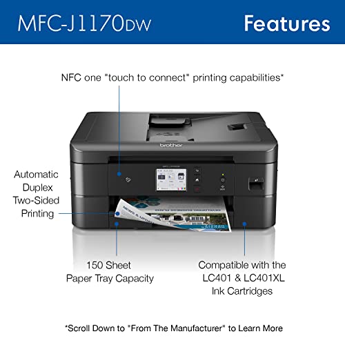 Brother MFC-J1170DW Wireless Color Inkjet All-in-One Printer with Mobile Device Printing, NFC, Cloud Printing & Scanning | The Storepaperoomates Retail Market - Fast Affordable Shopping