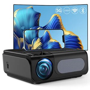5G WiFi Bluetooth Projector,500 ANSI lumen Native 1080P Projector support 4K, Ussunny Outdoor Movie Projector with 300″ Display, 4D/4P Keystone Correction, Zoom, PPT, projector for Phone, PC, TV Stick