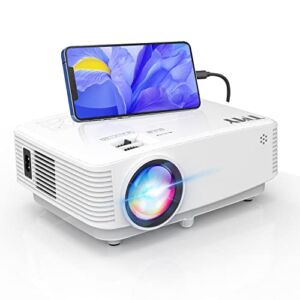 Mini Video Projector, 8500 Lux Outdoor Projector, 1080P Mini Movie Projector with Speaker for Outdoor/Indoor Use Compatible with TV Stick, Video Games, HDMI, USB, AUX, AV