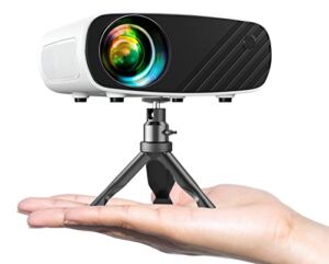 Mini Projector for iPhone, ELEPHAS 2022 Upgraded 1080P HD Projector, 8000L Portable Projector with Tripod and Carry Bag, Movie Projector Compatible with Android/iOS/Windows/TV Stick/HDMI/USB