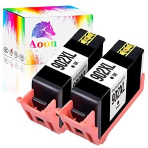 Aoou Remanufactured Ink Cartridge Replacement for HP 902XL 902 XL 902 Ink Cartridges for OfficeJet Pro 6958 6978 6968 6962 6975 6960 6970 6950 6954 6979 6975 (Black 2-Pack)