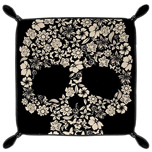Lyetny Human Skull of Flowers Travel Valet Tray Bedside Organizer Storage Box Jewelry Holder for Key Wallet Coin Box,20.5×20.5cm | The Storepaperoomates Retail Market - Fast Affordable Shopping