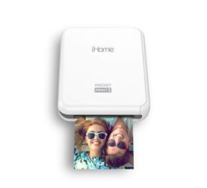 iHome® PocketPrint3™ Mobile Photo Printer, Square 3×3 inch Printouts (White)