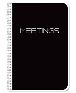 BookFactory Meeting Notebook/Business Meeting Book – Black, 100 Pages (Ruled Format), 6″ x 9″, Wire-O Bound (MTG-100-69CW(Meetings)-MX)
