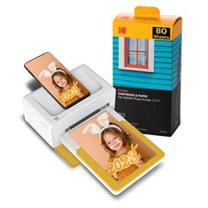 KODAK Dock Plus 4×6 Instant Photo Printer 80 Sheet Bundle (2022 Edition) – Bluetooth Portable Photo Printer Full Color Printing – Mobile App Compatible with iOS and Android – Convenient and Practical
