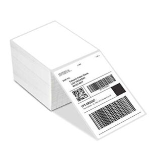 4×6 Thermal Direct Shipping Labels, Shipping Label Printer Paper – Fan-Fold Mailing Labels for Desktop Label Printer, Self-Adhesive Compatible with Zebra, Rollo, Dymo, MUNBYN, USPS 4″ x 6″, 500-Pack
