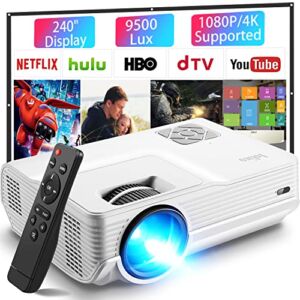 Iolieo Mini Projectors, 2022 Upgraded Portable Video-Projector,Full HD 1080P and 240” Supported,100000Hours Multimedia Home Theater Movie Projector,Compatible with HDMI,USB,VGA,AV,Laptop,Smartphone