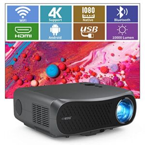 4K Projectors 5G WiFi Bluetooth, 1080P Native Video Projectors Full HD Home Cinema Smart Android Os 2G+16G Large Capacity Wireless Phone Mirroing LCD Multimedia Projectors for Outdoor Gaming Movies