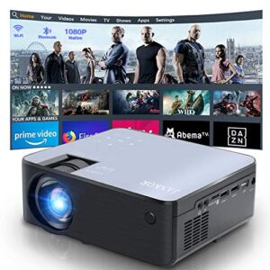 Mini Projector, JANKOR WiFi Projector, 1080P HD Bluetooth Projector, 5800lm Portable Projector for Home Movie Supported 200″ Screen, Compatible with Fire Stick, Roku, HDMI, VGA, USB, Laptops