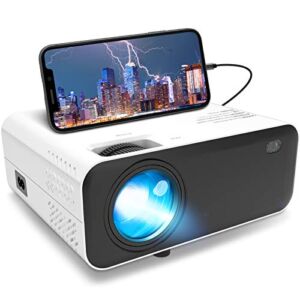 Mini Movie Projector Supported 1080P – Portable Full HD Projector Native 720P with 5500 Lumens LED Lamp,Compatible with HDMI,VGA,USB,AV,Laptop,Smartphone
