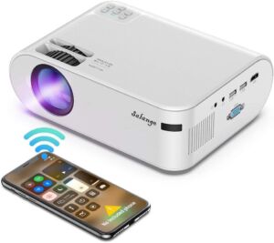 Mini Projector Portable – Salange WiFi Video Projector for Outdoor Movies – Compatible with iPhone, iPad, Android Phones, Roku, HDMI, Laptop for Indoor Home Theater Gaming (2022 Upgraded)