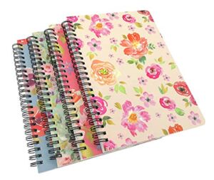 4 Pack A5 Spiral Notebook Journal,Wirebound Ruled Sketch Book Notepad Diary Memo Planner,A5 Size(8.3X5.7″) & 80 Sheets (Floral)