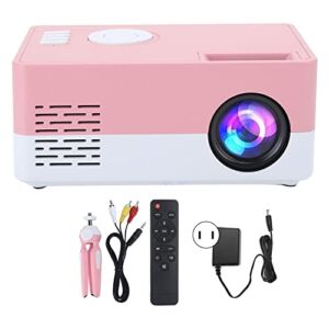 Mini Projector Portable LED Projector 1080P Theater Video Media Player Projector with Rack, Small and Stylish Appearance, for Home Entertainment Theater(White Pink)