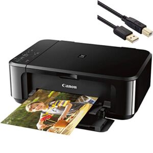 Canon Pixma MG Series Wireless All-in-One Color Inkjet Printer – Print, Scan, and Copy for Home Business Office, 4800 x 1200 dpi, Auto 2-Sided Printing, WiFi – Black – BROAGE 6 Feet USB Printer Cable