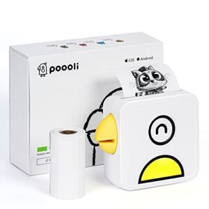 POOOLITECH Mini Sticker Printer – Inkless Bluetooth Printer Pocket Thermal Printer Compatible with iOS + Android, Versatile for Printing Logo, Notes, Journal, List, Memo, Yellow