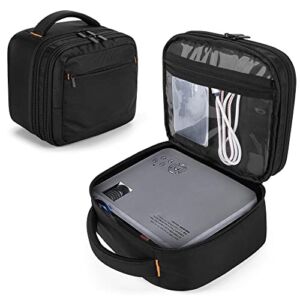 CURMIO Double Layers Projector Case, Mini Projector Carrying Bag Compatible with DR.J Professional and QKK Mini Projector, Black