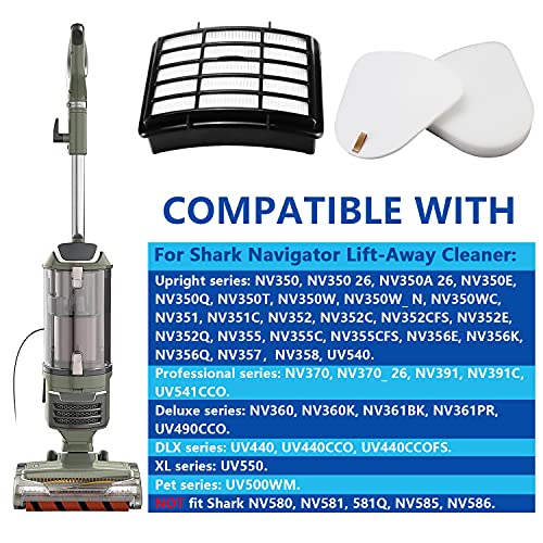 2 HEPA + 4 Foam & Felt Filters Compatible with Shark Navigator Lift-Away NV350, NV351, NV352, NV355, NV356E, NV357, NV360, NV370, NV391, UV440, UV490, UV540, Compare to Part # XFF350 & XHF350 | The Storepaperoomates Retail Market - Fast Affordable Shopping