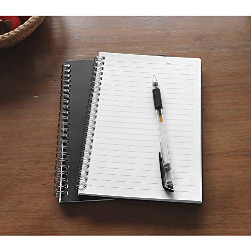 Ruled Sprial Notebook Kraft Soft Cover Sprial Notebook, Wirebound Memo Notepads Diary Notebook Planner, 140 Pages/ 70 Sheets, 8 x 6 inch, 1 Pack (Black) | The Storepaperoomates Retail Market - Fast Affordable Shopping