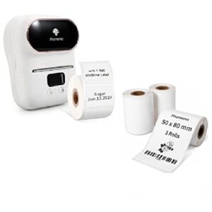 Phomemo M110 Bluetooth Label Maker with 3 Rolls 1.97″x3.15″(50x80mm) Thermal Labels, Thermal Label Maker Printer Apply to Labeling, Office, Cable, Retail, Barcode, Compatible with Android & iOS