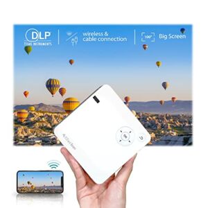 Outdoor Ultra Portable Pico Projector EZCast Beam J2 | WiFi Projector, Includes Tripod & Bag, Battery for 5hrs on a Playtime, DLP, 300 ANSI, 100″ Displays, Compatible w/ HDMI, USB, iPhone, TV Stick