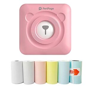 PeriPage Mini Portable Paper Photo Pocket Thermal Printer 58 mm Printing Wireless Bluetooth Android iOS Printers (Pink)