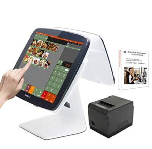ZHONGJI Touch Dual Screen Cash Register for Restaurants Bars POS System with Receipt or Kitchen Printer Software