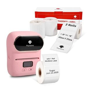 Phomemo M110 Bluetooth Label Maker with 3 Rolls 1.57″x1.18″(40x30mm) Thermal Labels- Thermal Label Maker Printer Apply to Labeling, Office, Cable, Retail, Barcode, Compatible with Android & iOS