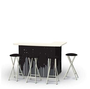 Best of Times 2002W1302 Nightscape Portable Bar & Matching Bar Stools, One Size, Black
