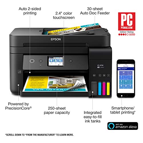 Epson WorkForce ET-4750 EcoTank Wireless Color All-in-One Supertank Printer with Scanner, Copier, Fax and Ethernet | The Storepaperoomates Retail Market - Fast Affordable Shopping