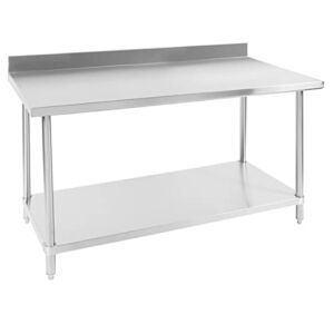 30″ x 60″ 14 Gauge Stainless Steel Commercial Work Table with 4″ Backsplash and Undershelf. Kitchen Table Work Table Stainless Steel Table Table for Kitchen Metal Table