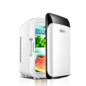 PSDBU Compact Refrigerator Mini Fridge 8 Liter Portable Cooler and Warmer Personal Fridge with Freezer Single Door Low Noise (White)