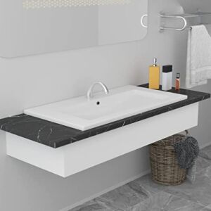 Daonanba Modern Ceramic Undermount Sink Vanity Sink Single Bowl for Bathroom Washroom 39.8″x15.6″x7.3″ (35.8″x15.6″x7.3″)
