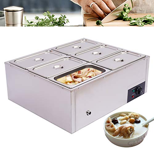7L Food Warmer Food Grade 6 Pot Electric Countertop Stainless Steel Food Warmer Buffet Server Heater Steam Table with 30 to 85 centigrade | The Storepaperoomates Retail Market - Fast Affordable Shopping
