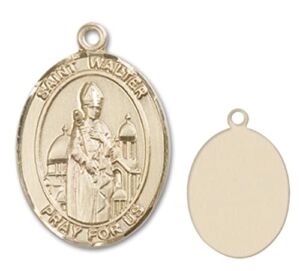 14k Yellow Gold St. Walter of Pontoise Medal, Size 1 x 3/4 inches – Catholic Inspirations