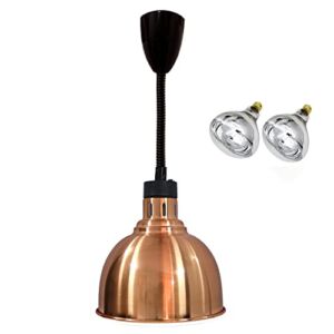Hanging Food Heat Lamp Food Warming Heat Lamp Lampshade Food Warmer Dia.25cm Adjustable 60-150cm Height (Bronze)