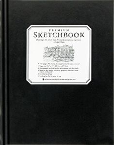 Premium Black Sketchbook – Large (8-1/2 inch x 11 inch, Micro-Perforated Pages)