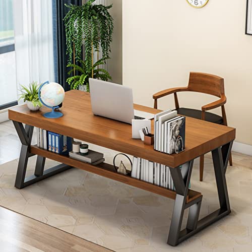 ZYYWX Simple Solid Wood Desk, Personal Workbench with Storage Rack, Wear-Resistant and Anti-scalding, Easy to Install (Size : 240x100x75cm) | The Storepaperoomates Retail Market - Fast Affordable Shopping