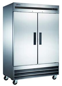 Commercial Grade Freezer | Stainless Steel | 2 Self Closing Doors | 54″ x 32.25″ x 82.5″ | Digital Temperature Controller | 47 Cu. Ft. | 6 Adjustable Shelves | R-290 Natural Refrigerant