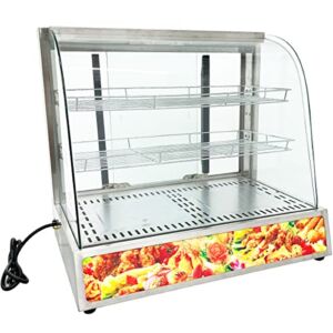TECHTONGDA Commercial Countertop Food Display Case Electric Food Warmer Case for Pizza Dessert Food Display Cabinet 3 Tiers 700W