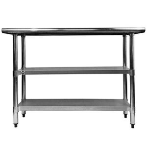 KPS Commercial Stainless Steel Work Table 18 x 48 with Double Undershelf