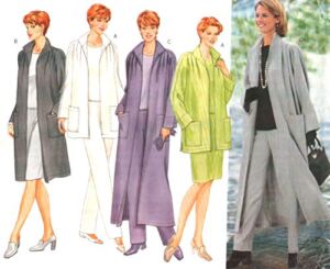 Butterick sewing pattern 6213 duster, jacket, top, skirt, pants – Size 8-10-12