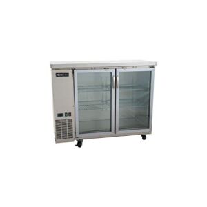 PEAKCOLD 2 Glass Door Commercial Back Bar Cooler; Stainless Steel Under Counter Refrigerator; 48″ W