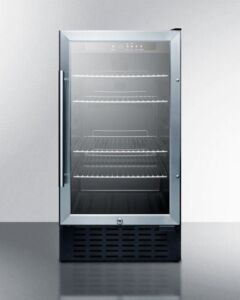 Summit 18″ Wide Built-in ADA Beverage Cooler with Glass Door -Black