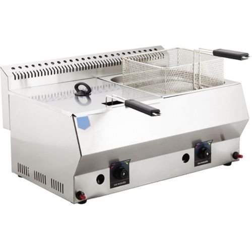 Dual Tank 5+5 lt. Total:10 LT. Capacity, Stainless Steel Countertop Tabletop Propan PROPANE (LPG) GAS Deep Fryer with 2x Basket and 2x Lid INCLUDED, Commercial industrial Kitchen Catering Restaurant | The Storepaperoomates Retail Market - Fast Affordable Shopping
