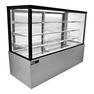 PEAKCOLD Refrigerated Glass Bakery Display Case; Floor Standing Cake Showcase with 3 Shelves; 71″ W