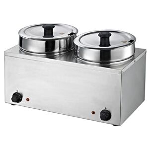 Chef’s Supreme – Dual 3.7 qt. Round Well Stainless Food Warmer with Inserts and Lids, Each