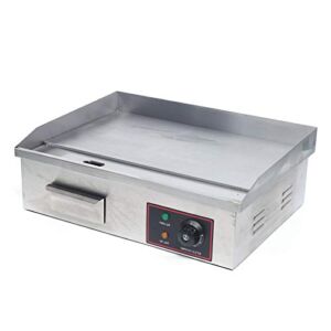 Commercial Griddle, Electric Griddle Flat Top Grill Hot Plate BBQ Countertop Commercial Pan Stainless Steel Flat Top Grill 50°C to 300°C Adjustable 3000W