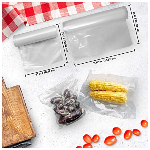 HiEvolve Vacuum Sealer Bags 8″x25′ and 11.8″x25′ Food Saver Rolls for Sous Vide, Meal Prep, Heavy Duty, Commercial Grade, BPA Free, Reusable, for Weston, Seal a Meal, Food Saver Vacuum Sealer Machine | The Storepaperoomates Retail Market - Fast Affordable Shopping