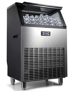 Commercial Ice Maker – Produces 270lbs of Ice in 24 Hrs with 55lbs Storage Bin -Automatic Ice Cube Making Machine with Self Clean, Stainless Steel Freestanding Ice Machine for Bar Coffee Shop Business