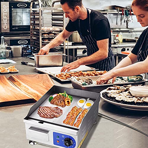 WeChef 14″ Electric Countertop Griddle Stainless Steel Adjustable Temp Control Commercial Restaurant Grill 1500W | The Storepaperoomates Retail Market - Fast Affordable Shopping
